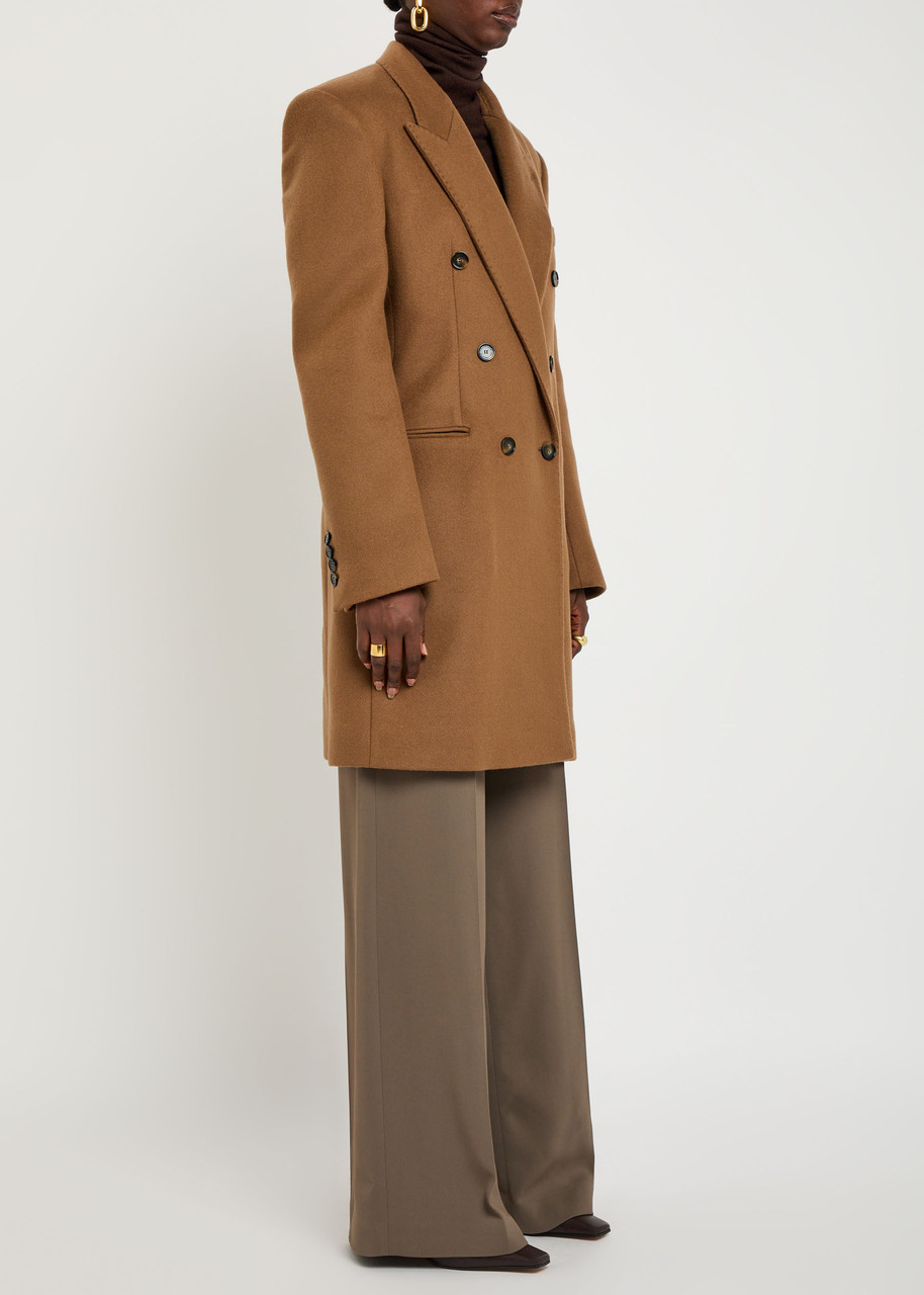 Stella Mccartney Double-breasted Wool Blazer In Brown