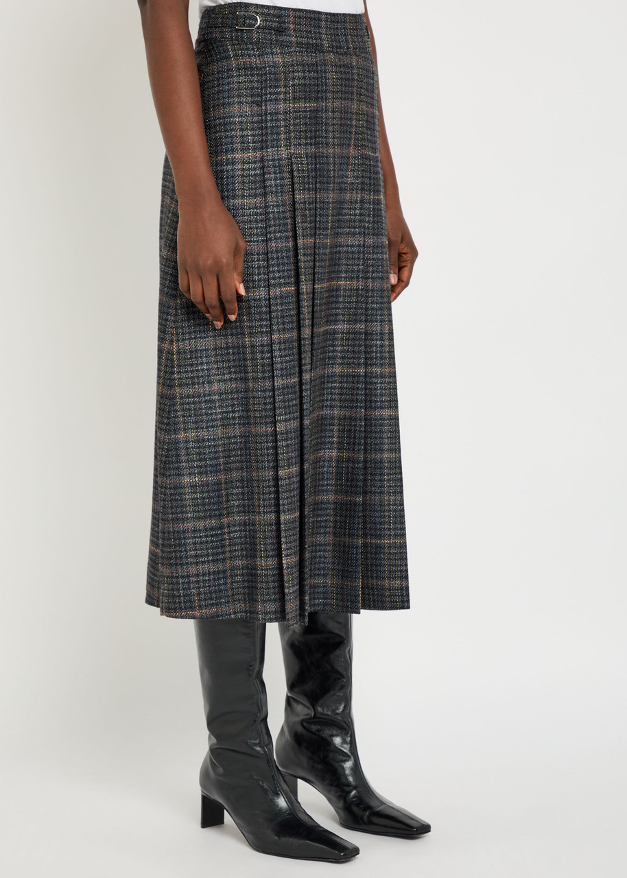 Gabriela Hearst Wesley Plaid Tweed Midi Skirt In Gray