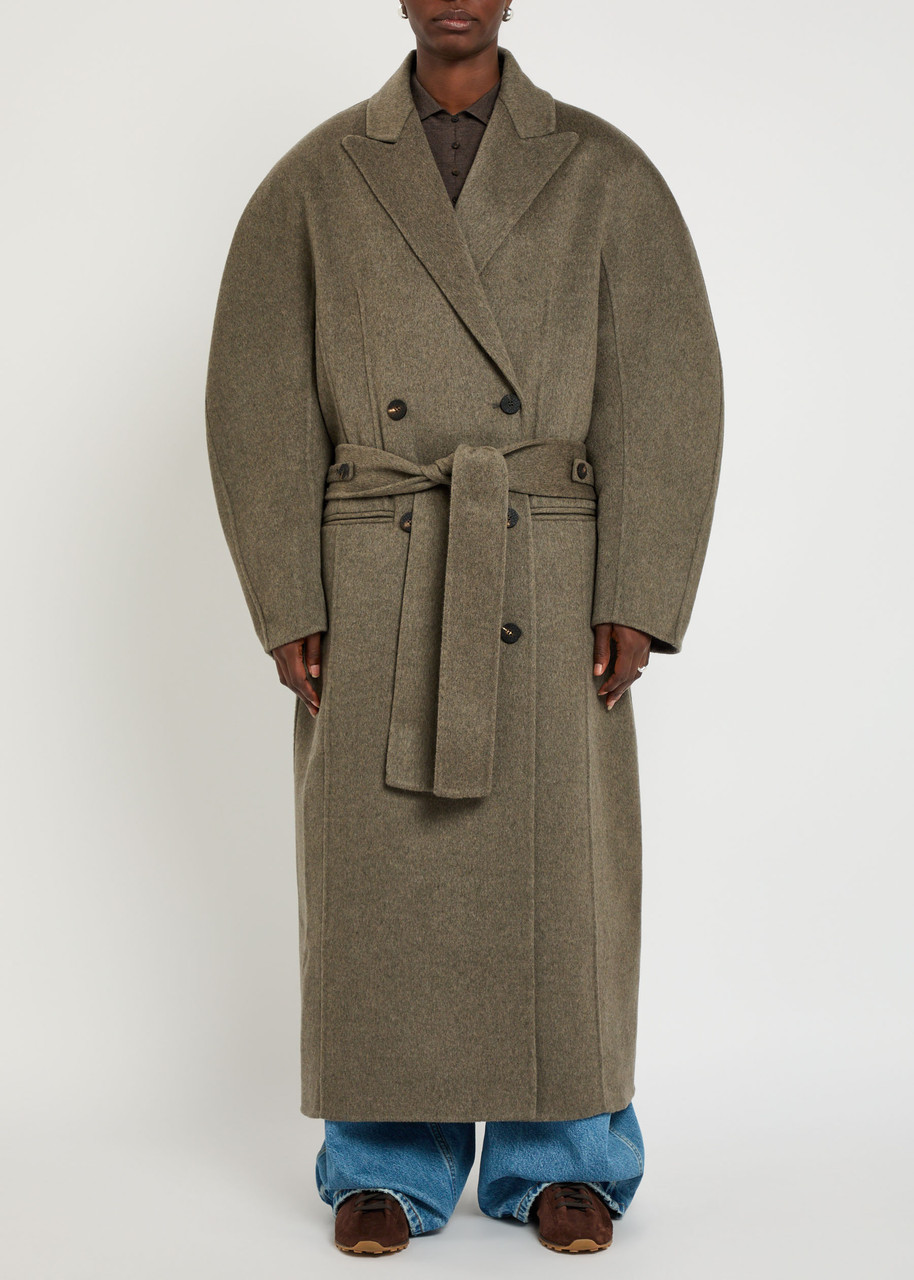 Jacquemus Le Manteau D'homme Double-breasted Wool Coat In Brown