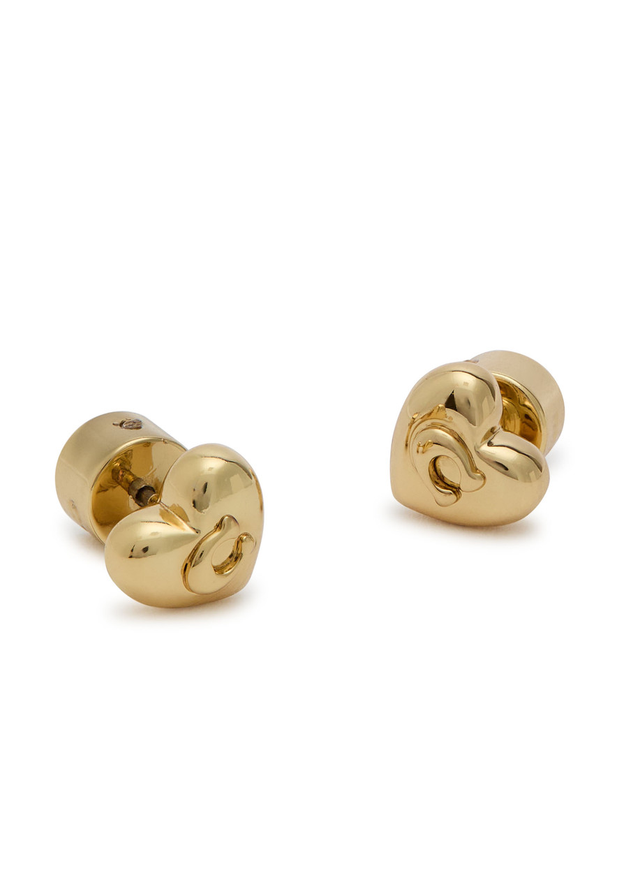 Coach Heart Stud Earrings In Gold