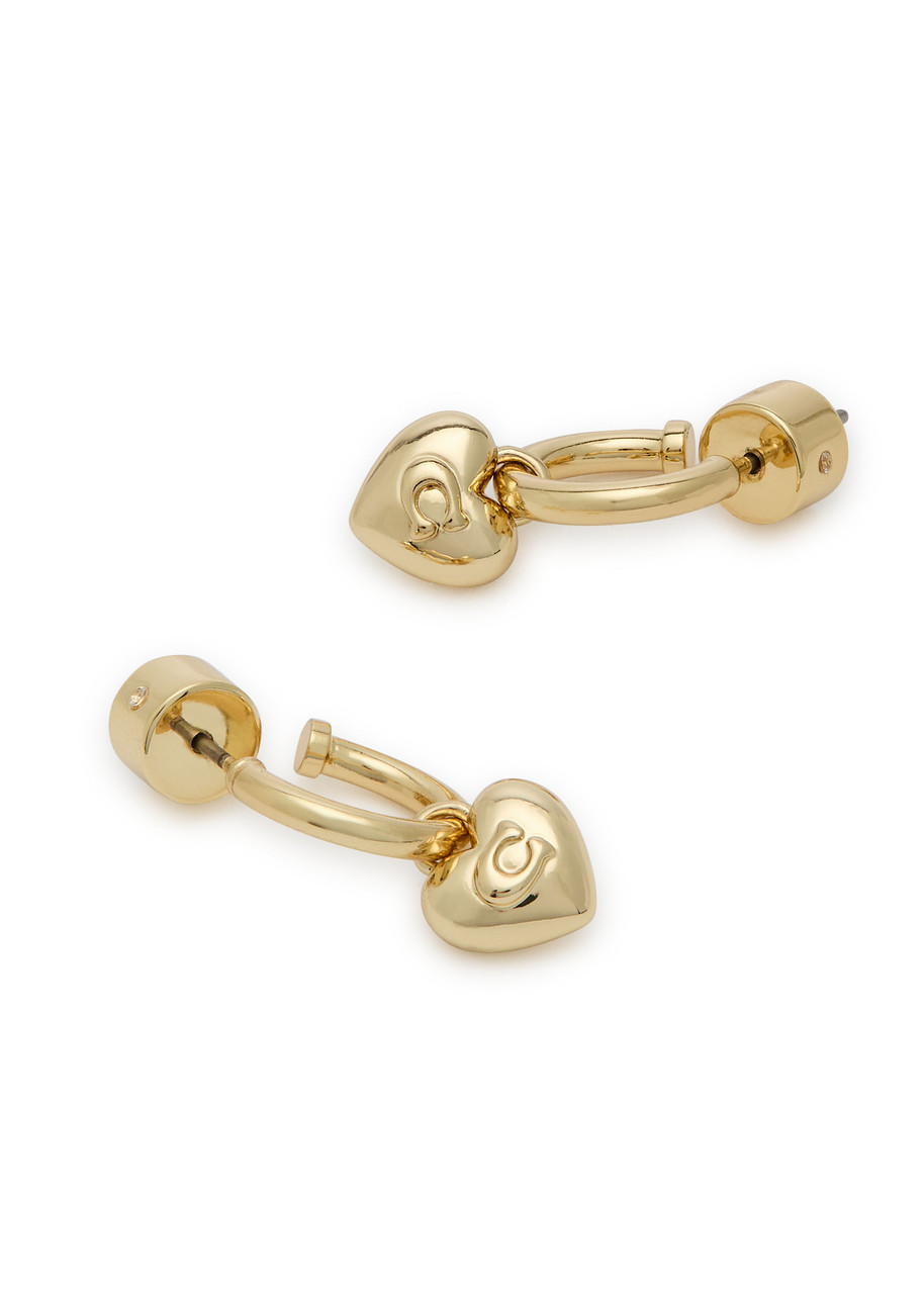 Coach Heart Hoop Earrings In Gold
