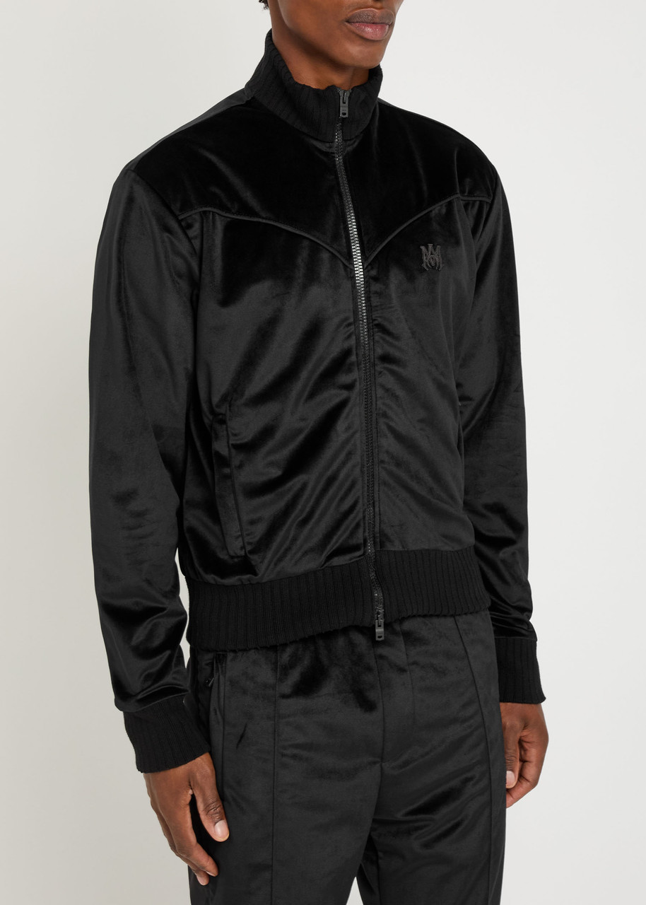 Amiri Logo Velvet Track Jacket In Black