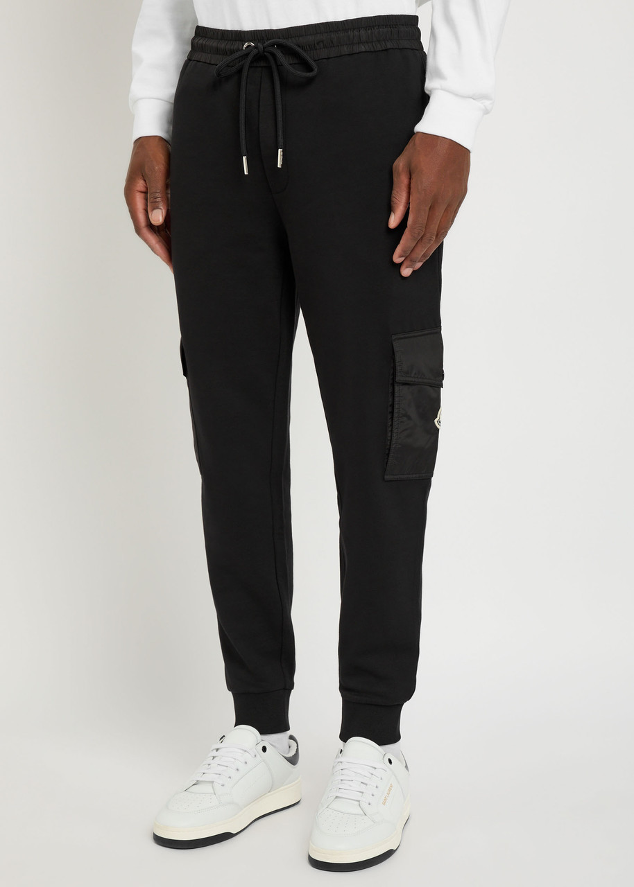 Moncler Cotton-blend Cargo Sweatpants In Black