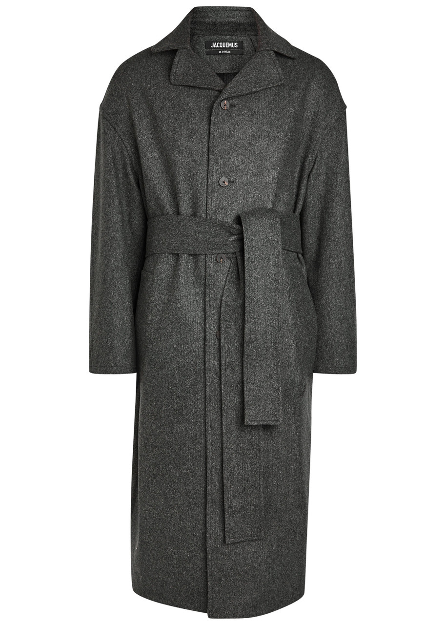 Jacquemus Le Manteau Citta Belted Wool-blend Trench Coat In Gray