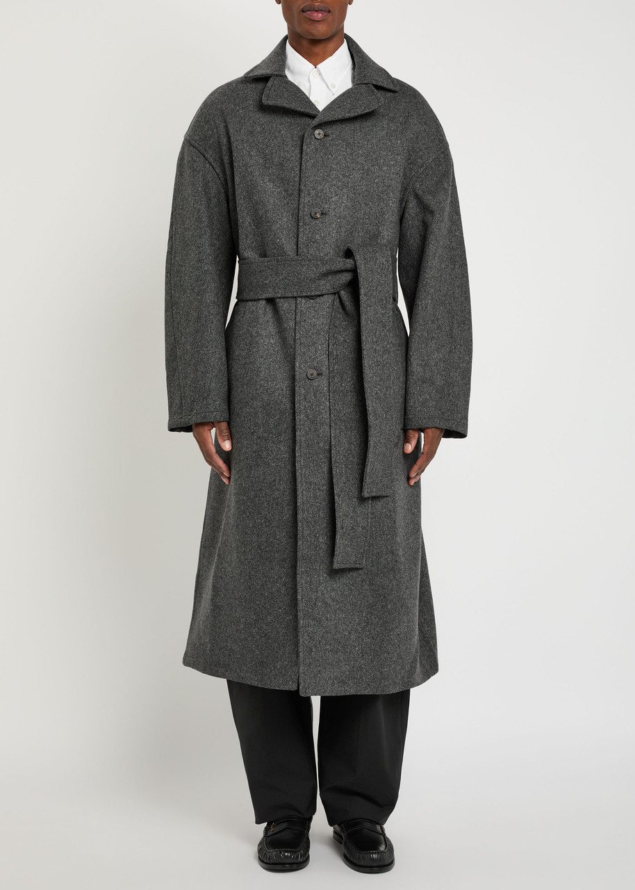 Jacquemus Le Manteau Citta Belted Wool-blend Trench Coat In Gray