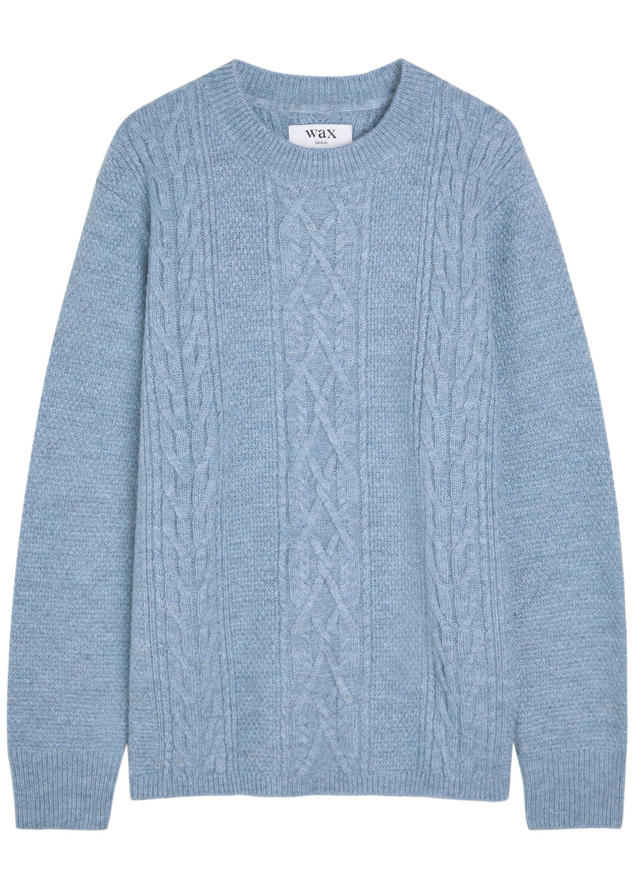Wax London Hyatt Cable-knit Jumper In Blue