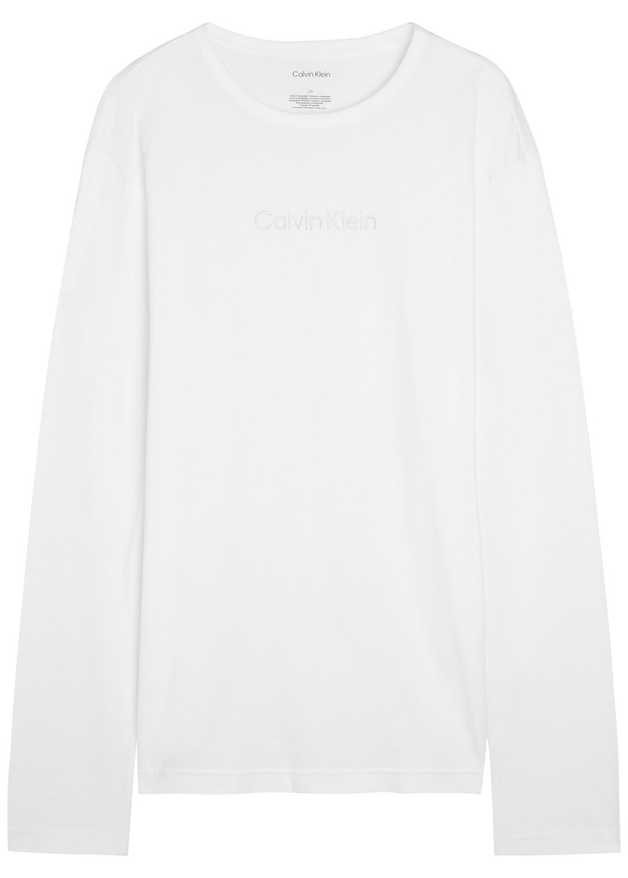 Calvin Klein Logo-embroidered Cotton T-shirt – White – M Calvin Klein Logo-embroidered Cotton T-shirt – White – M
