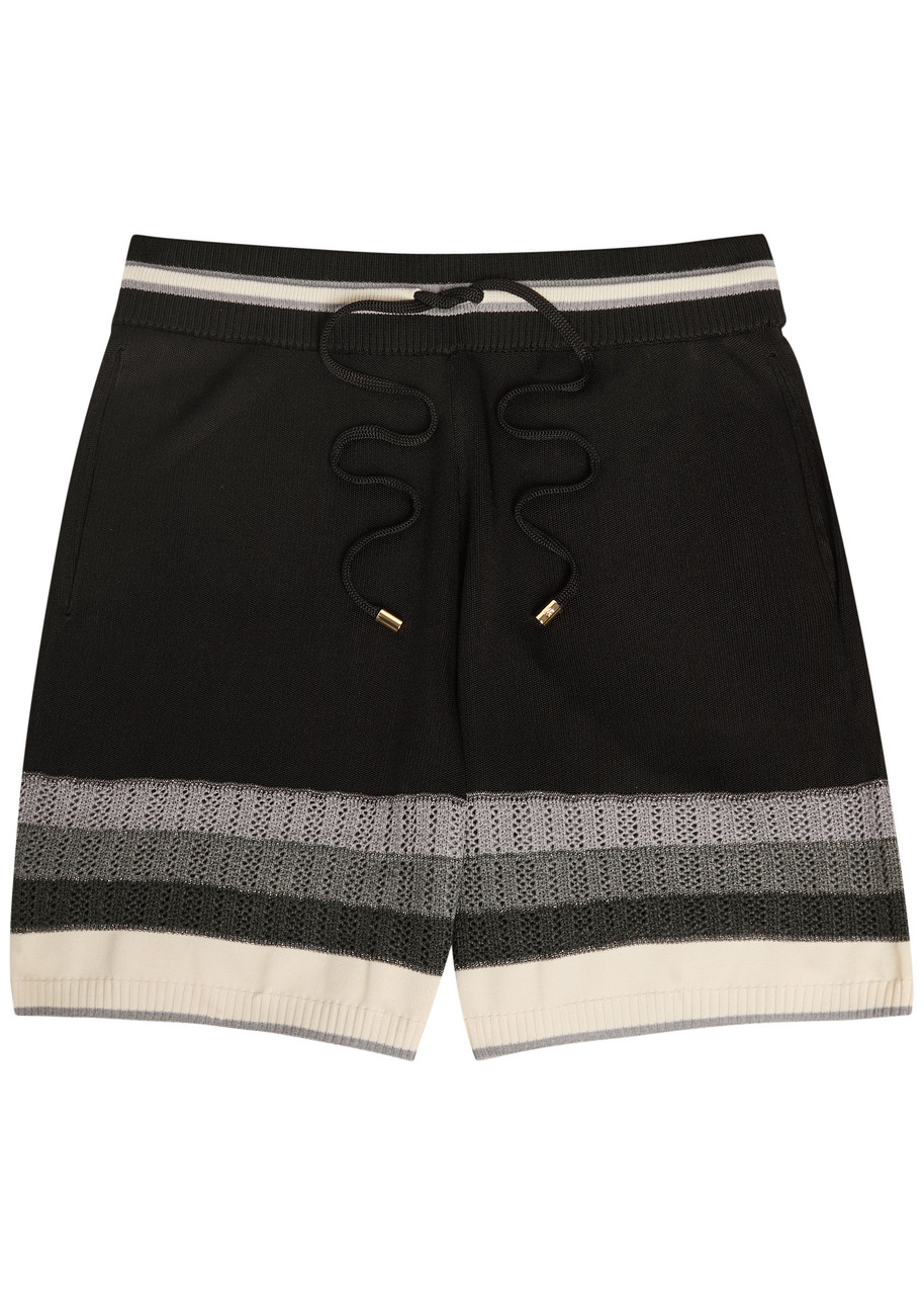 Amiri Ma Striped Fine-knit Shorts – Black – S Amiri Ma Striped Fine-knit Shorts – Black – S