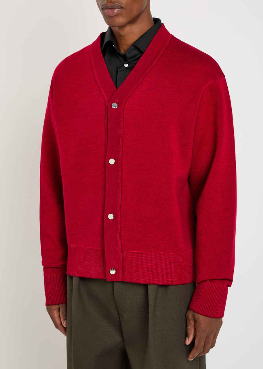 Jacquemus Le Cardigan Doppio Fine-knit Cardigan In Red