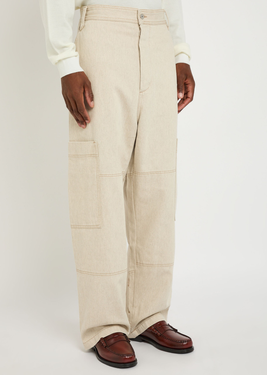 Jacquemus Cargo Trousers With Pockets And Loops In Neutral
