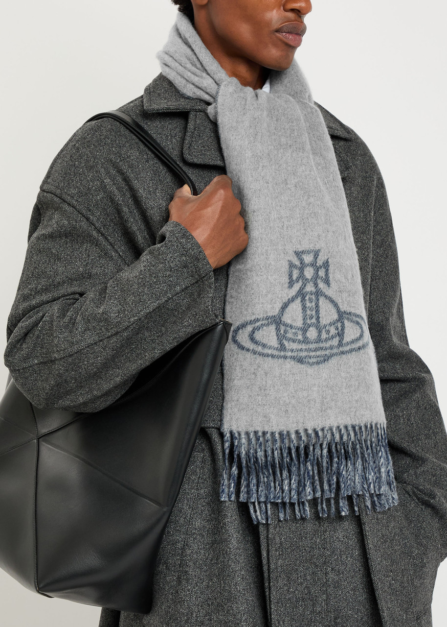 Vivienne Westwood Orb-intarsia Wool Scarf In Gray