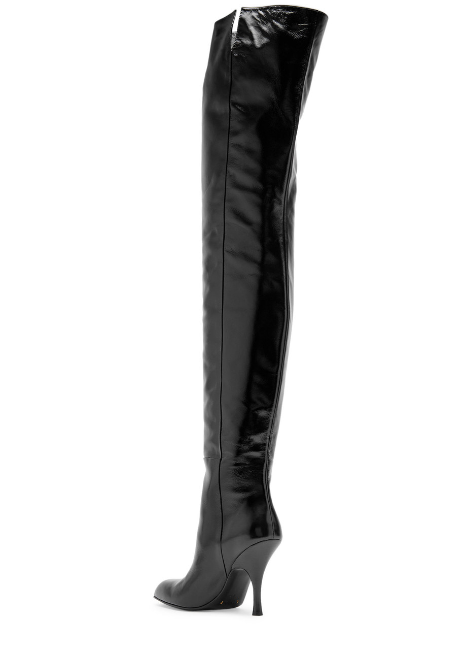 Khaite Colt 100 Glossed Leather Over-the-knee Boots – Black – 36 (IT36 / UK3)