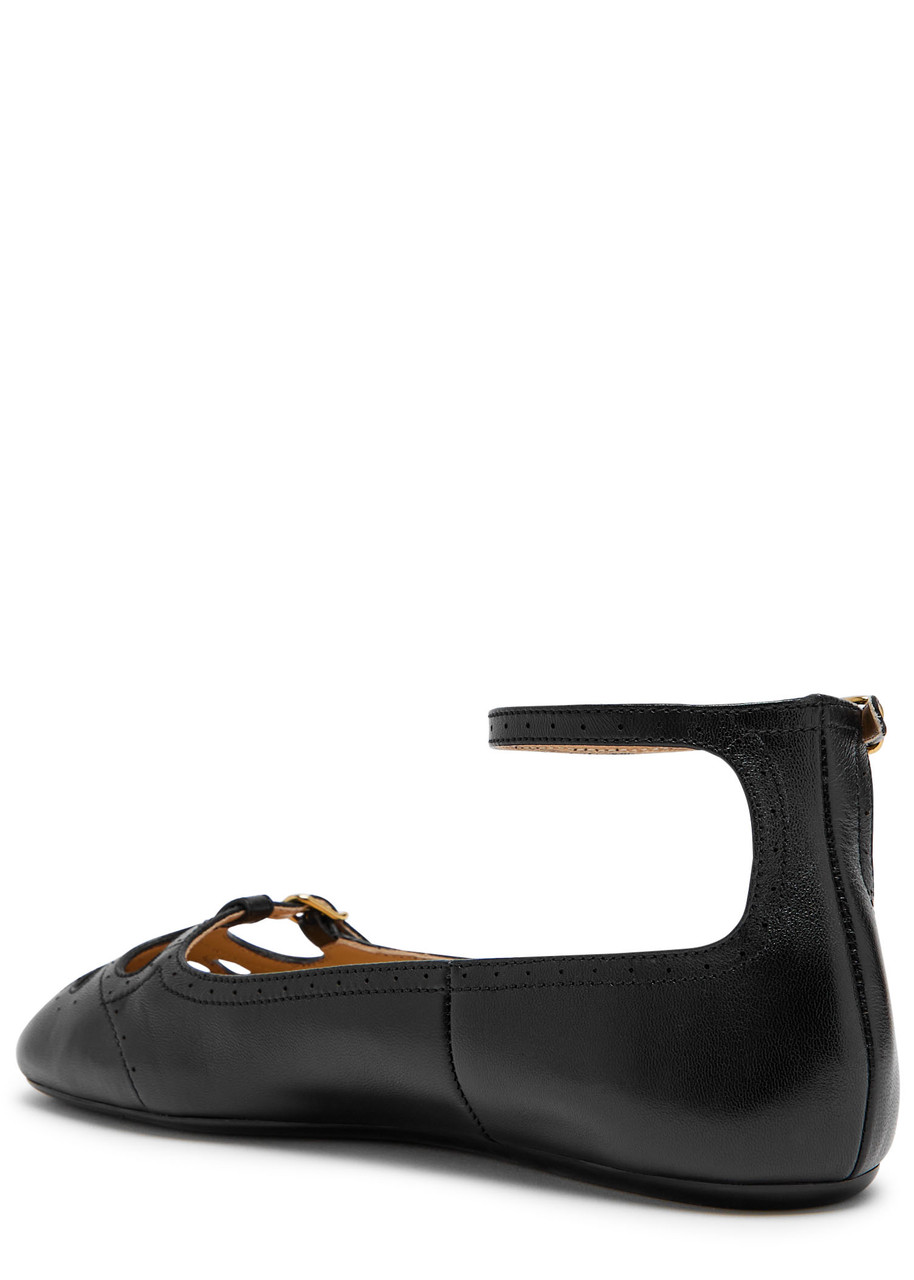 Chloé Chloe Misty Cut-out Leather Ballet Flats In Black