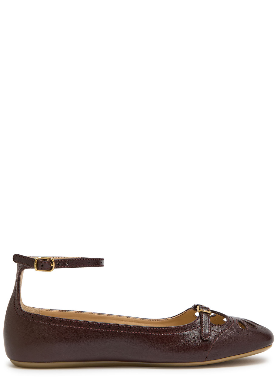 Chloé Chloe Misty Cut-out Leather Ballet Flats In Purple