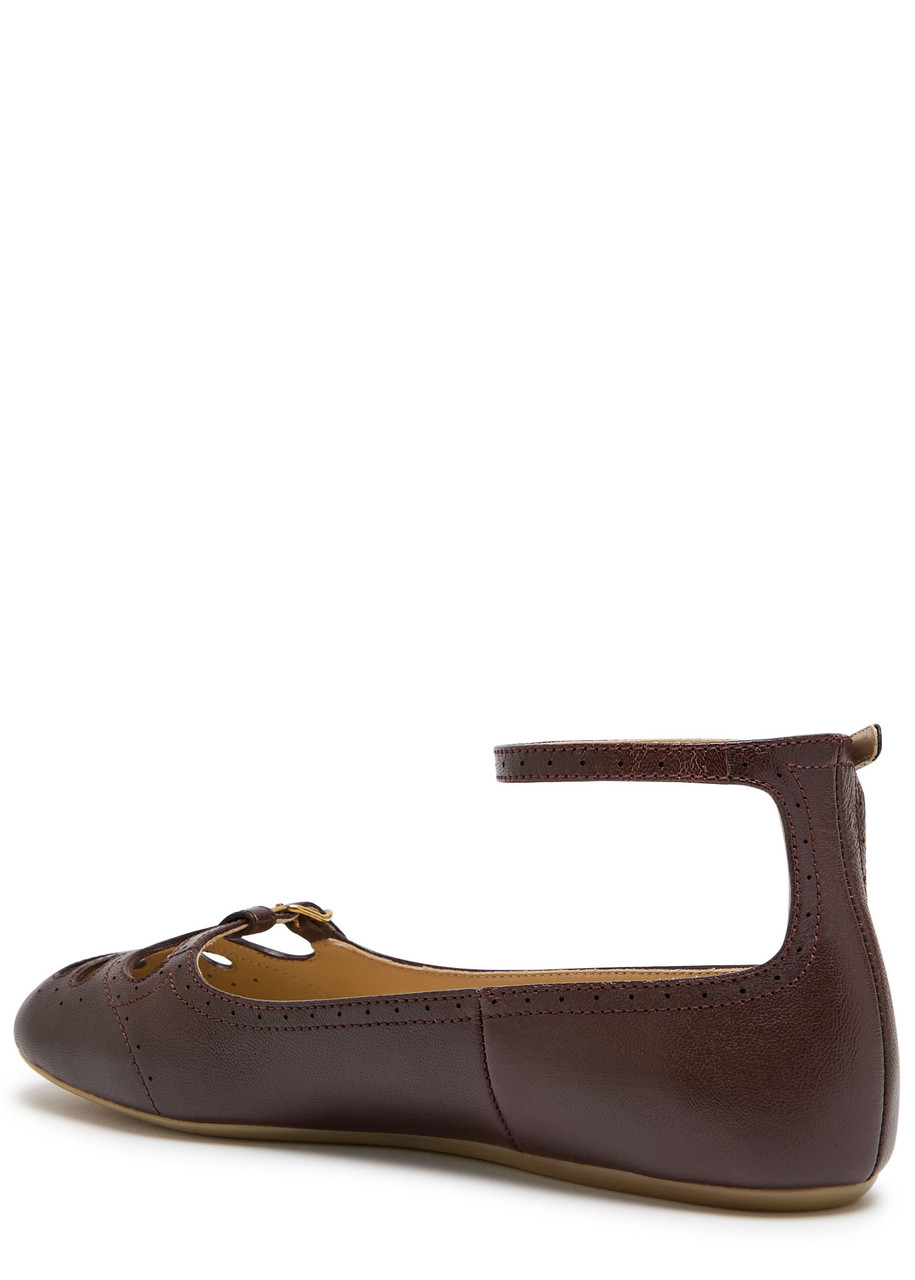 Chloé Chloe Misty Cut-out Leather Ballet Flats In Purple