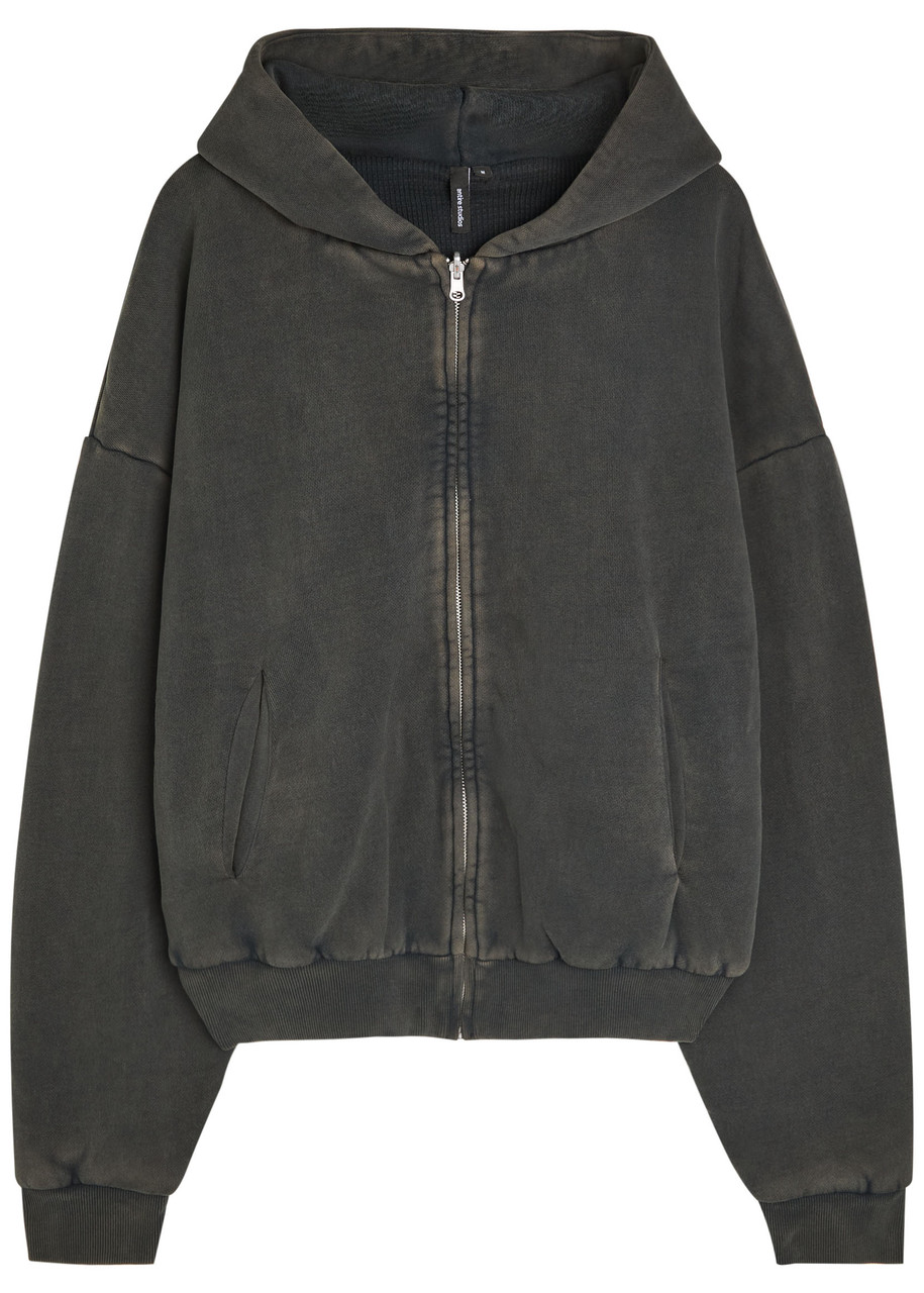 Entire Studios Thermal Hooded Cotton Sweatshirt In Brown