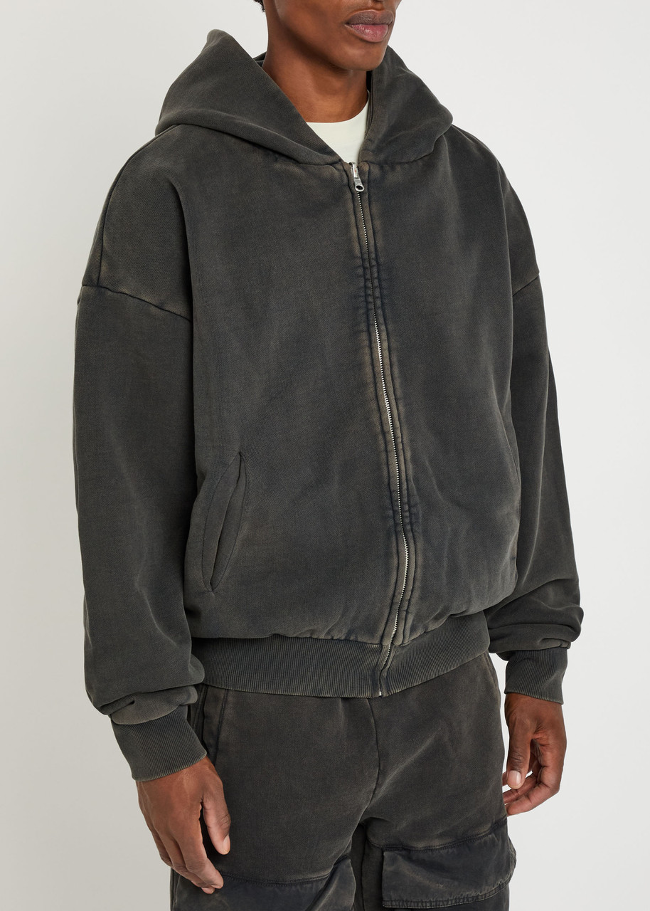 Entire Studios Thermal Hooded Cotton Sweatshirt In Brown