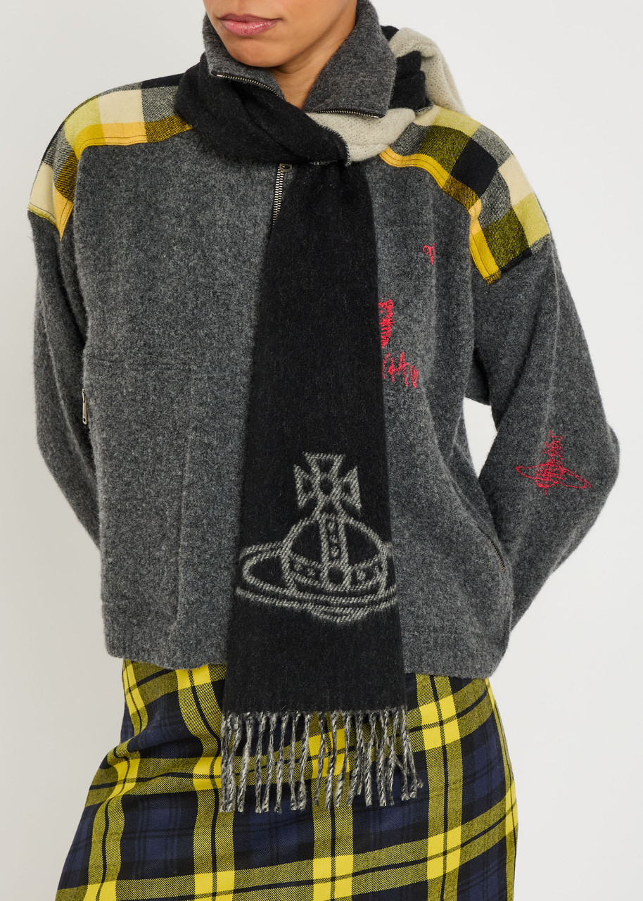 Vivienne Westwood Single Orb Double Scarf In Black
