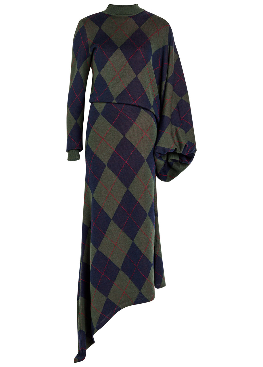 A.w.a.k.e. A.w.a.k.e Mode Asymmetric Merino Wool Maxi Jumper Dress In Multi