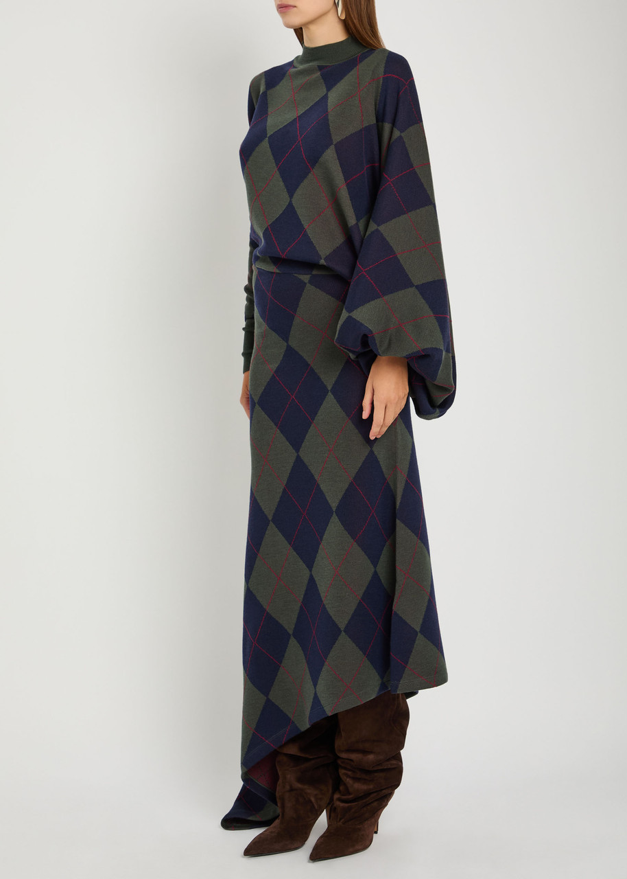 A.w.a.k.e. A.w.a.k.e Mode Asymmetric Merino Wool Maxi Jumper Dress In Multi
