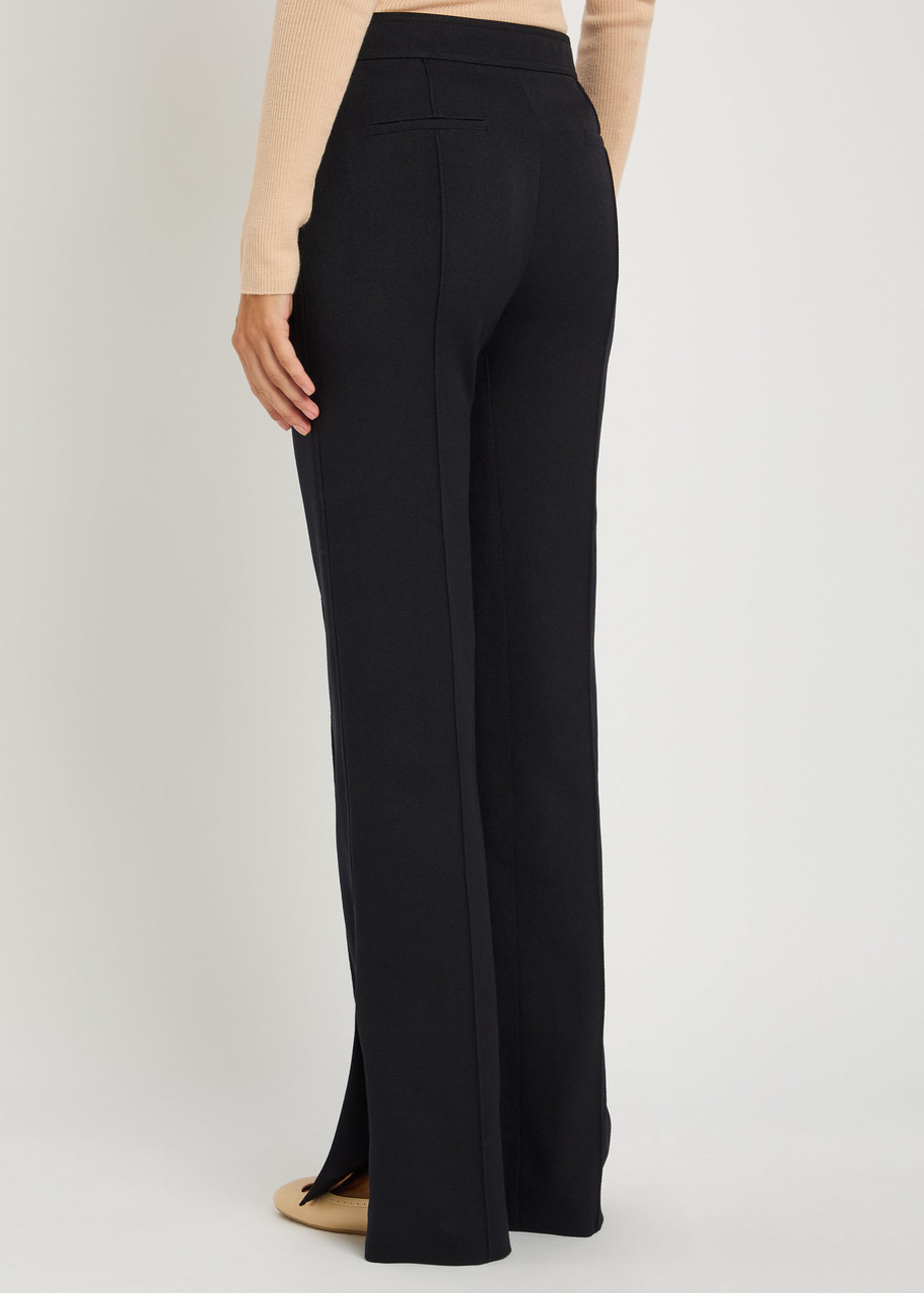  Chloe Pintuck Flared-leg Wool Trousers - Navy - 42 (uk14 / L) 