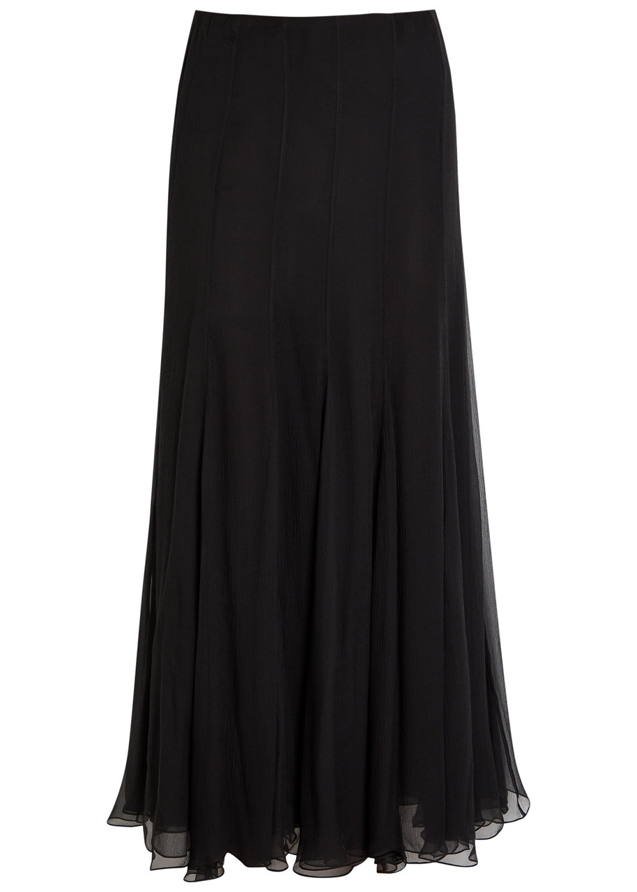 Chloé Chloe Textured Silk-chiffon Maxi Skirt In Black