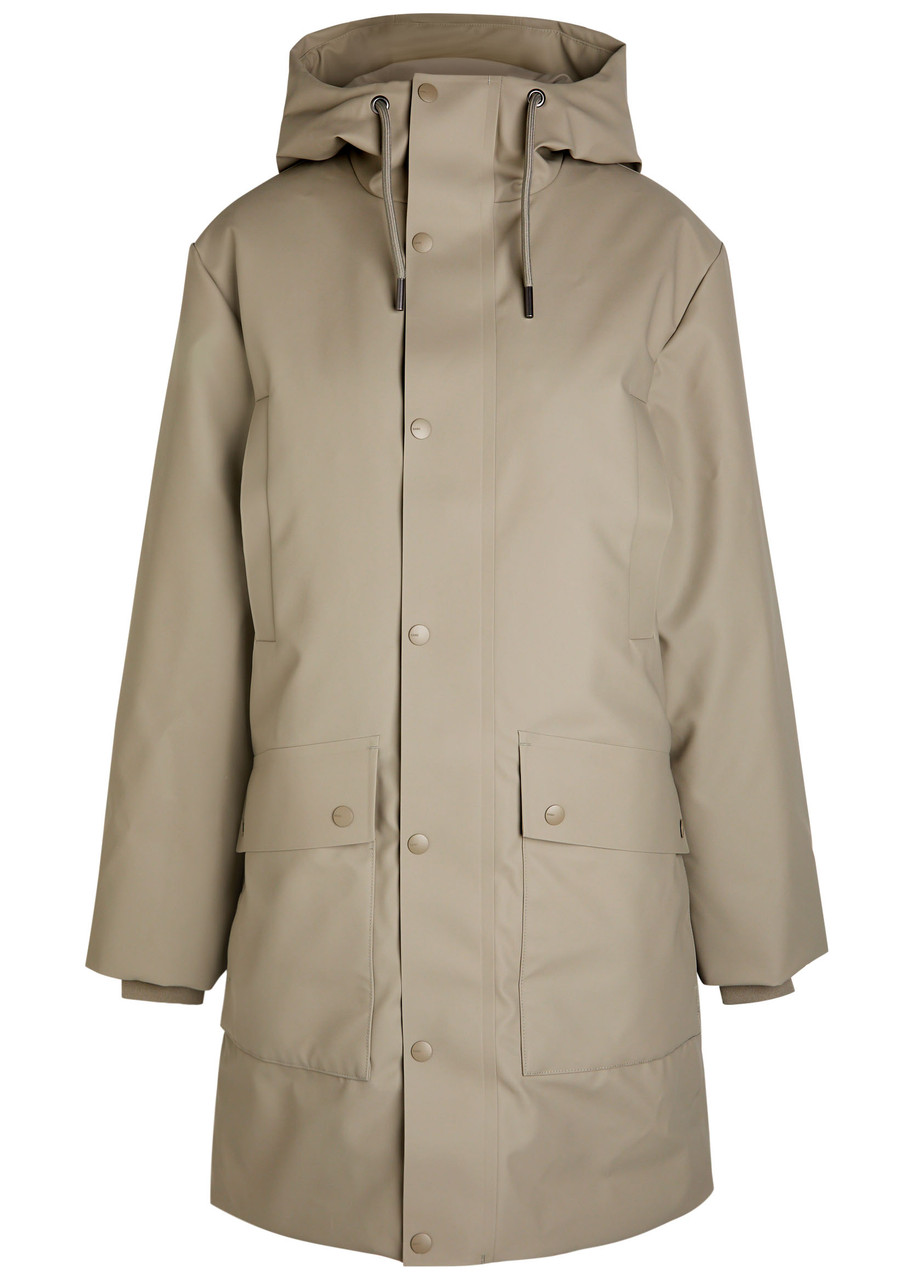 Rains Nome Quilted Rubberised Parka Coat In Brown