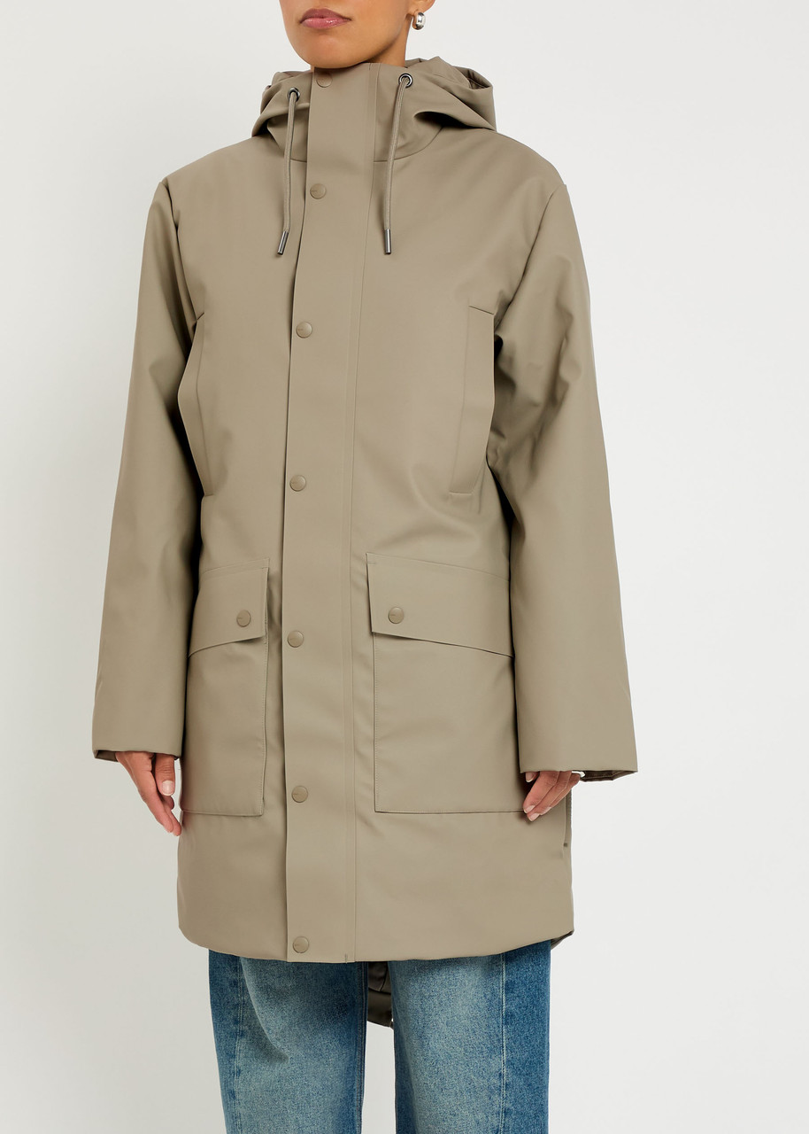 Rains Nome Quilted Rubberised Parka Coat In Brown