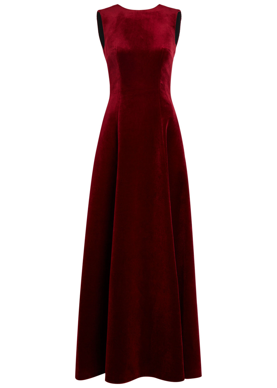 Emilia Wickstead Nodin Velvet Gown In Red
