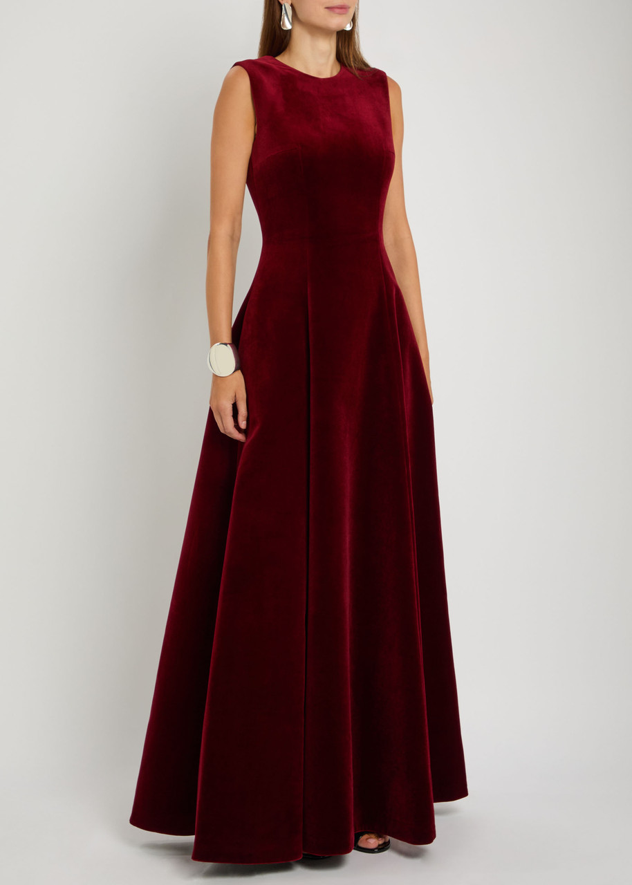 Emilia Wickstead Nodin Velvet Gown In Red