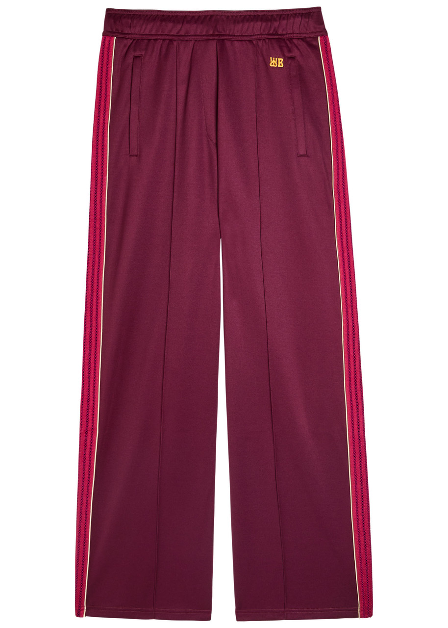 Wales Bonner Mantra Panelled Satin-jersey Track Pants In Burgundy