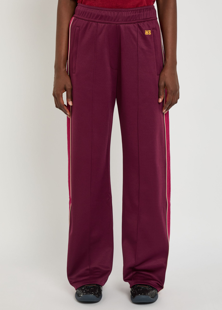 Wales Bonner Mantra Panelled Satin-jersey Track Pants In Burgundy