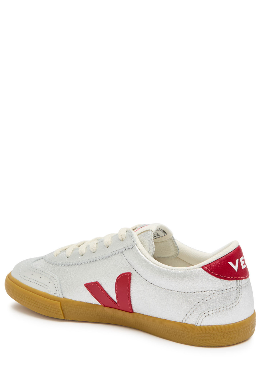 Veja Volley Leather Sneaker In Silver Pepper In Silver