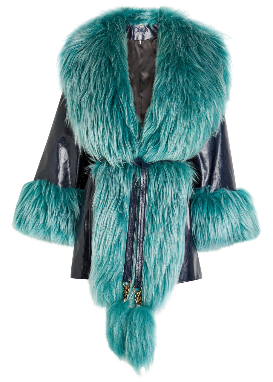 Chloé Chloe Shearling-embellished Leather Jacket In Multi