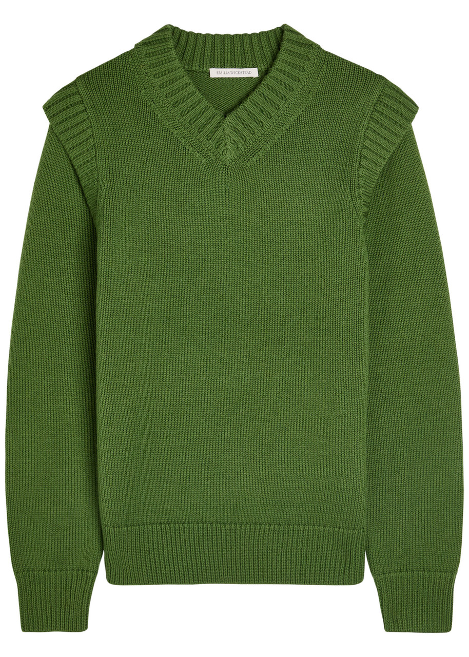 Emilia Wickstead Panelled Knit Jumper In Green