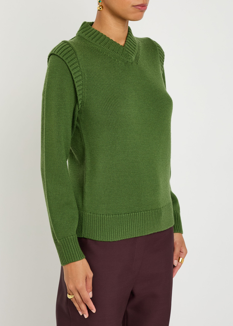 Emilia Wickstead Panelled Knit Jumper In Green