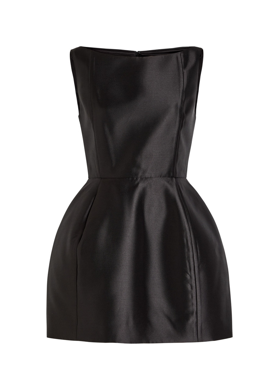 De La Vali Pampero Taffeta Mini Dress In Black