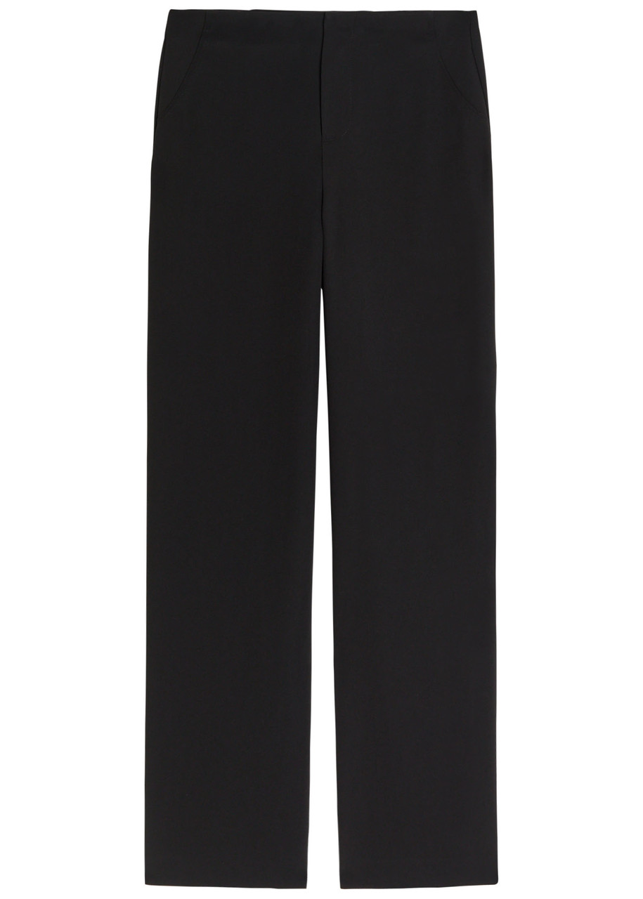 Reformation Vida Straight-leg Crepe Trousers In Black