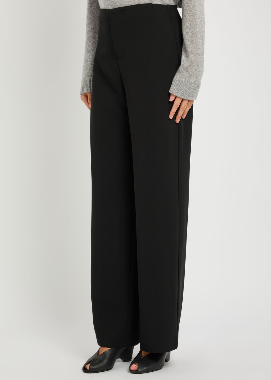 Reformation Vida Straight-leg Crepe Trousers In Black
