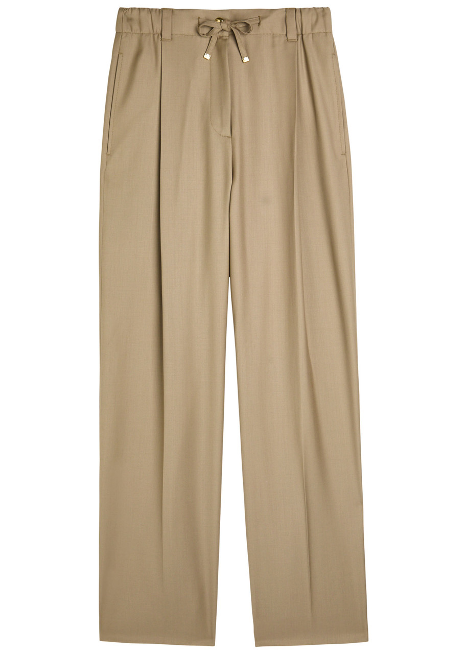 Moncler Straight-leg Wool Trousers In Brown