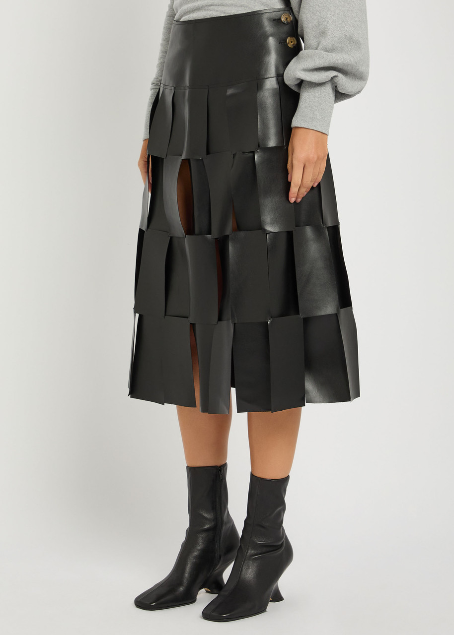 A.w.a.k.e. A.w.a.k.e Mode Laser-cut Faux Leather Midi Skirt In Black
