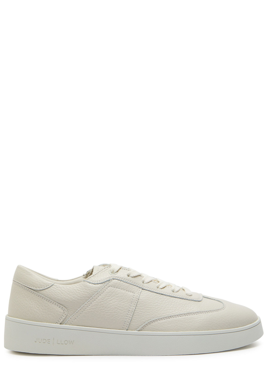 Jude Llow Pierre Panelled Grained Leather Sneakers In White