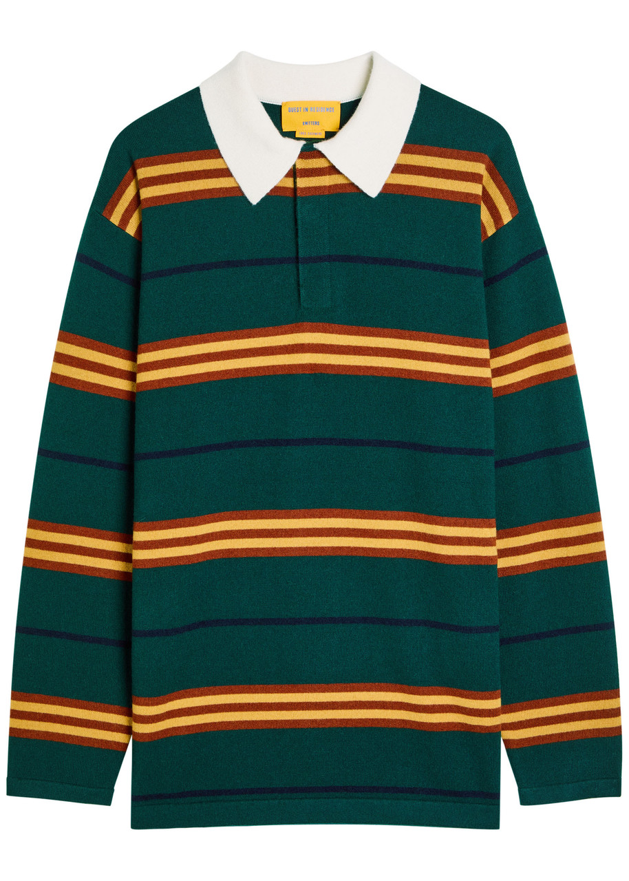Guest In Residence Striped Cashmere Polo Jumper In Multi