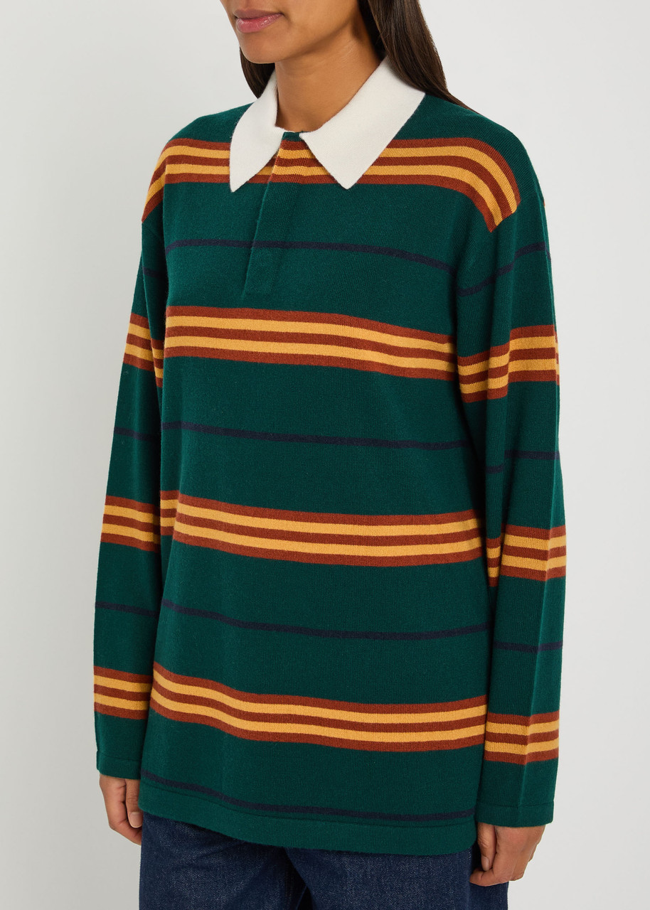 Guest In Residence Striped Cashmere Polo Jumper In Multi