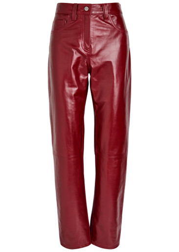 Callum straight-leg leather trousers