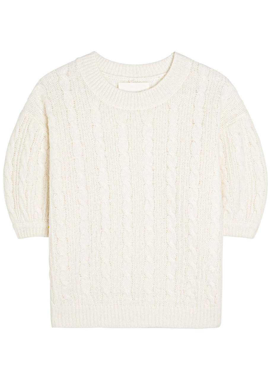 Lisa Yang Kenzie Cable-knit Cashmere And Silk-blend Top In White
