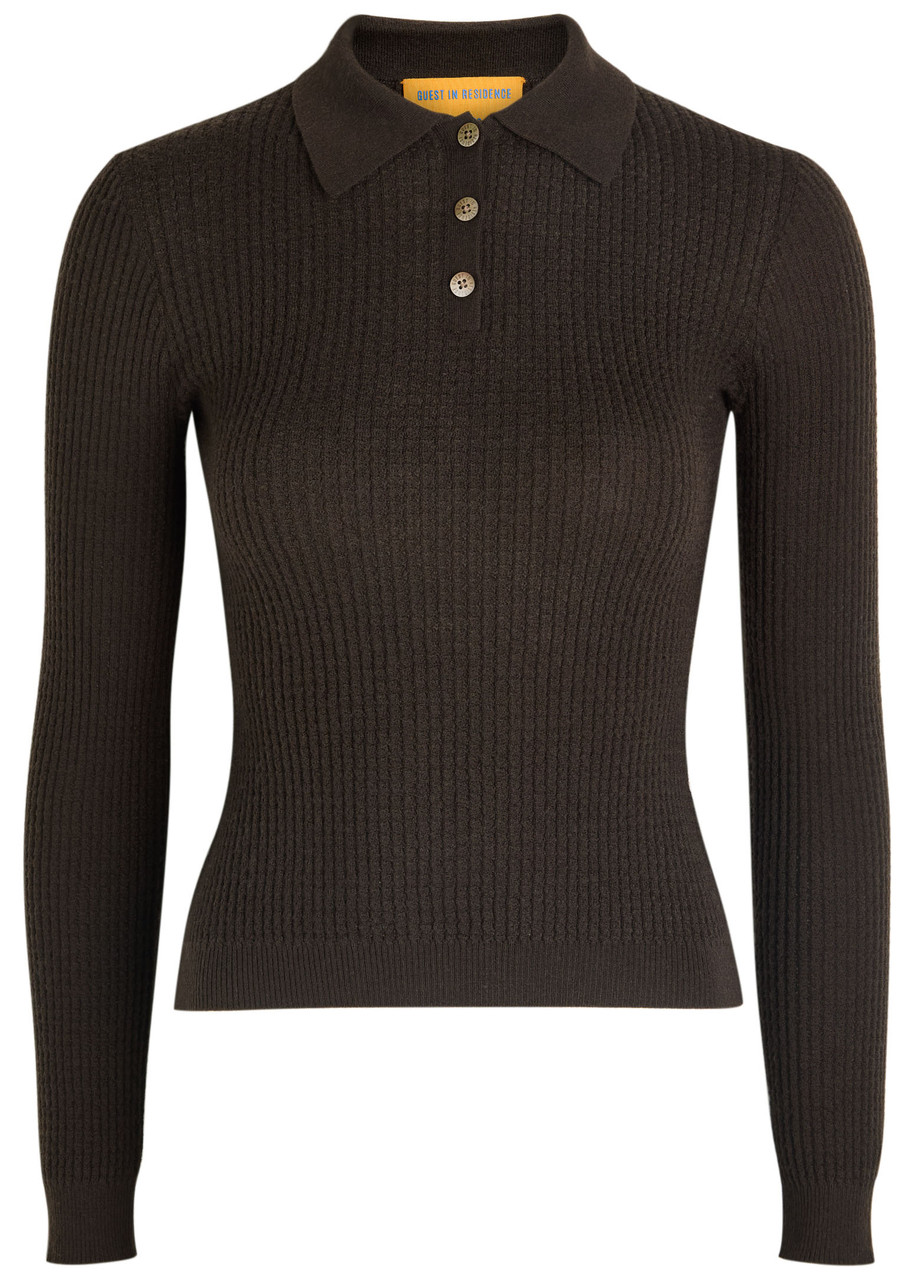 Guest In Residence Waffle-knit Cashmere Top In Brown
