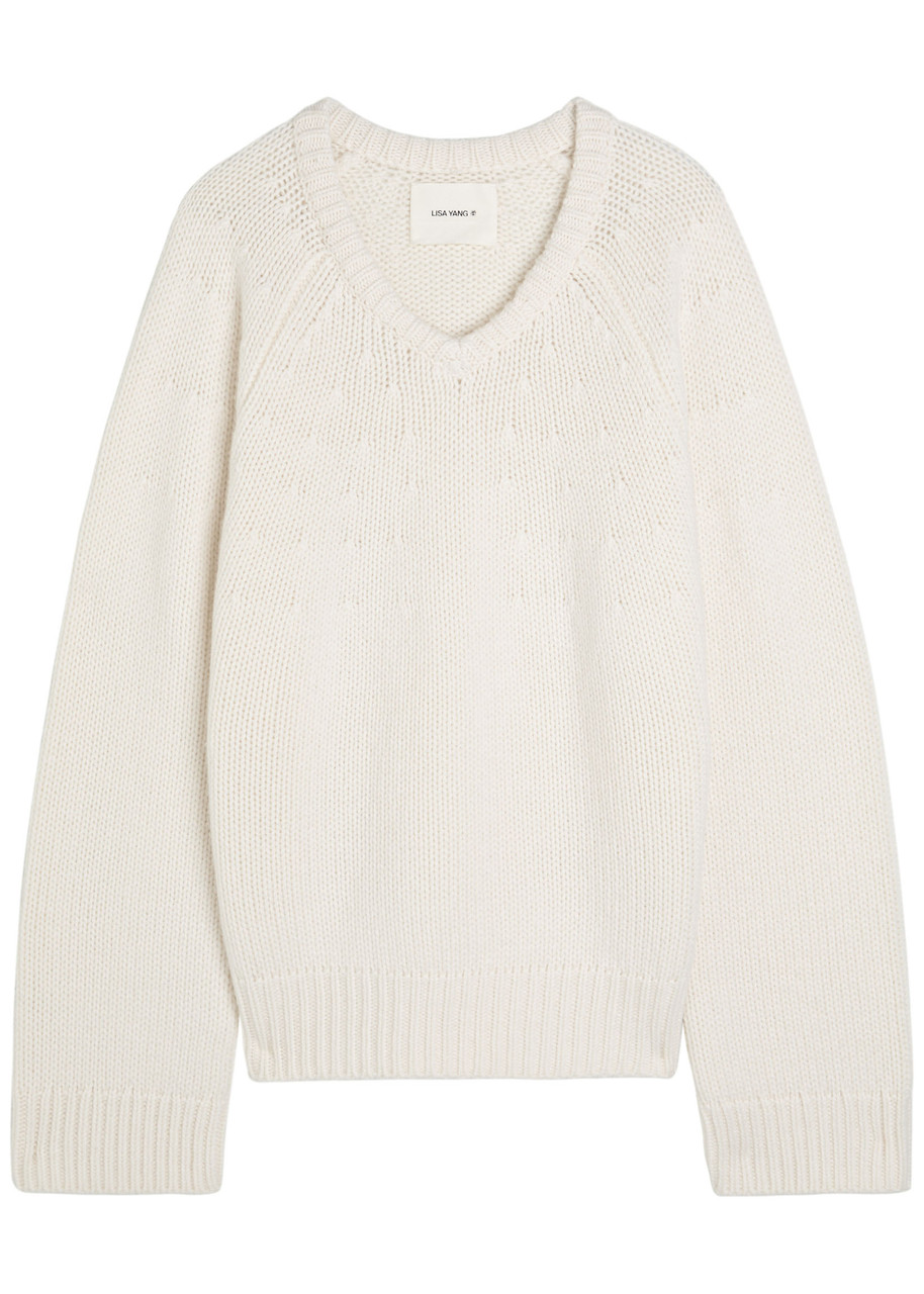 Lisa Yang Oia Textured Cashmere Jumper In White