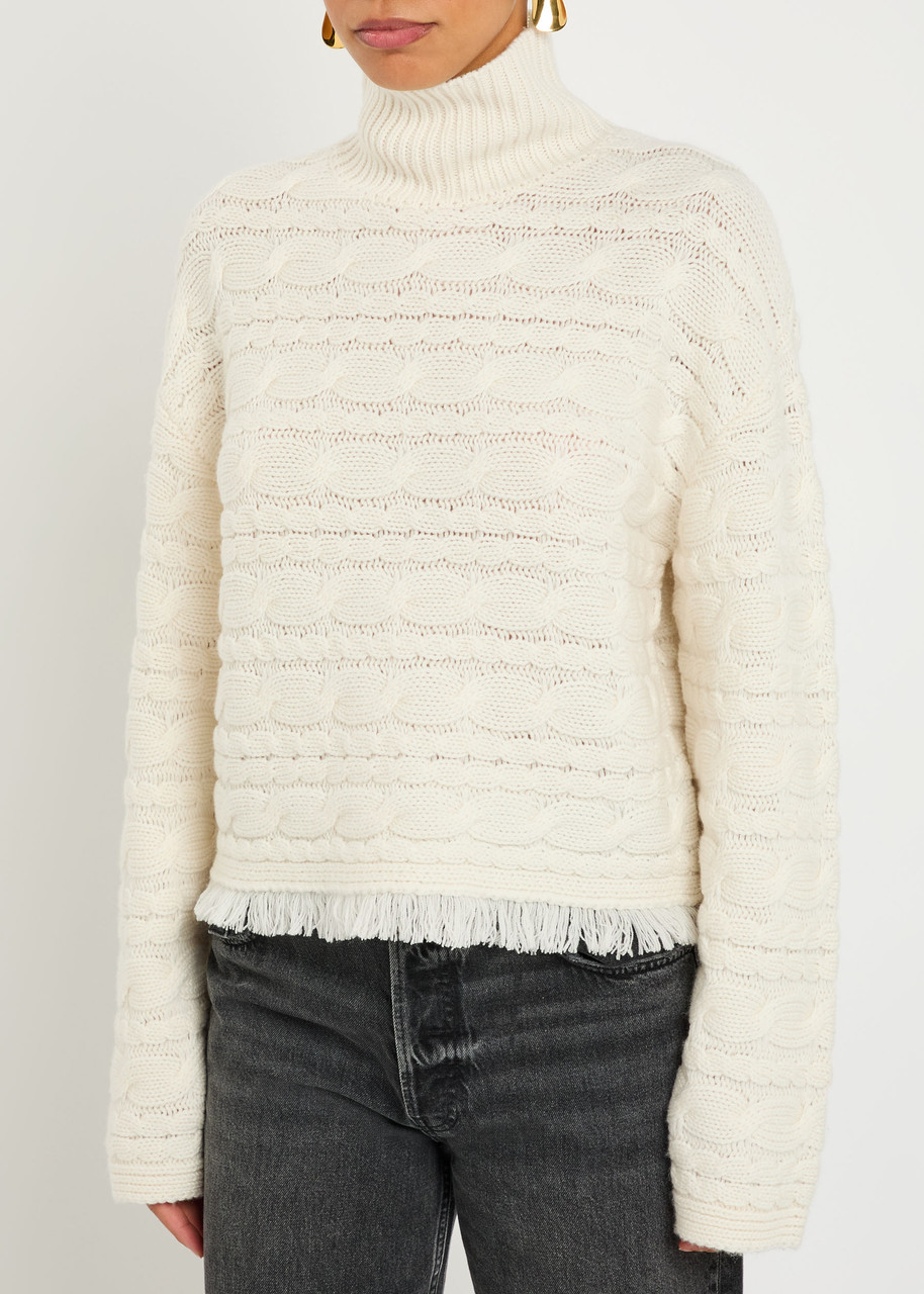 Guest In Residence Cable-knit Wool And Cashmere-blend Jumper In Neutral