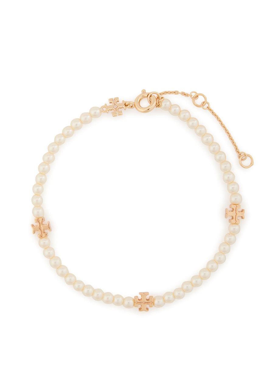 Tory Burch Kira Faux Pearl-embellished 18kt Gold-plated Bracelet In Multi